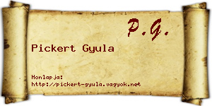 Pickert Gyula névjegykártya